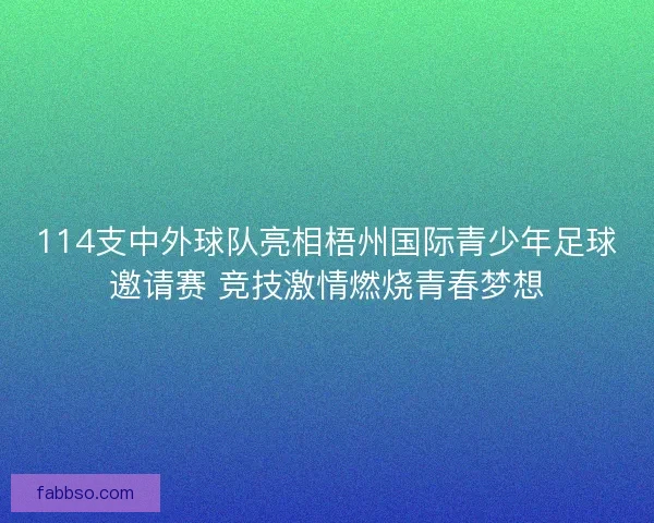114支中外球队亮相梧州国际青少年足球邀请赛 竞技激情燃烧青春梦想