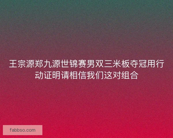 王宗源郑九源世锦赛男双三米板夺冠用行动证明请相信我们这对组合